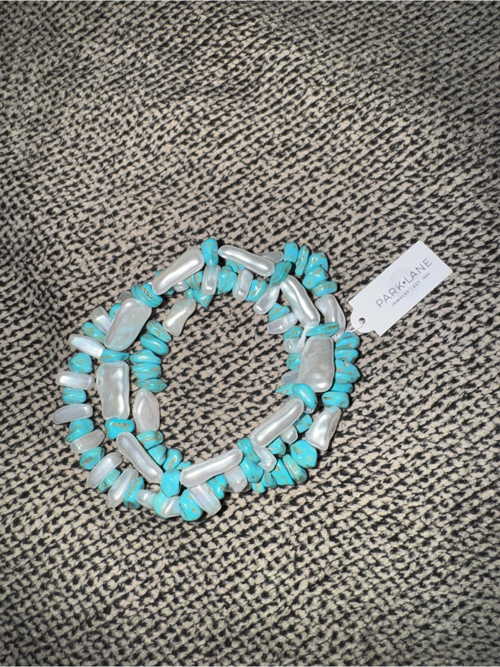 Park Lane Turquoise and Pearl Multi-Strand Stretch Bracelet